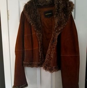 Brown Faux Fur Collar Coat